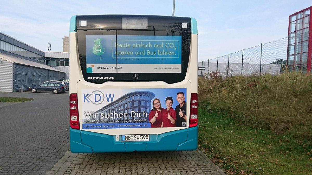 ....Stadtwerke Neubrandenburg der Citaro NB SW 595 bei Mercedes in Neubrandenburg Dezember 2017