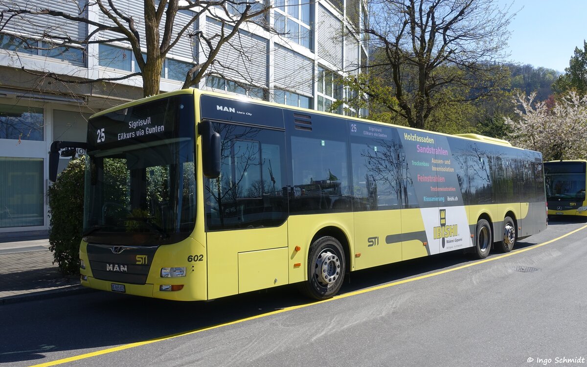 STI Bus aus Thun | Nr. 602 | BE·865 602 | MAN Lion`s City C | 17.04.2022 in Thun