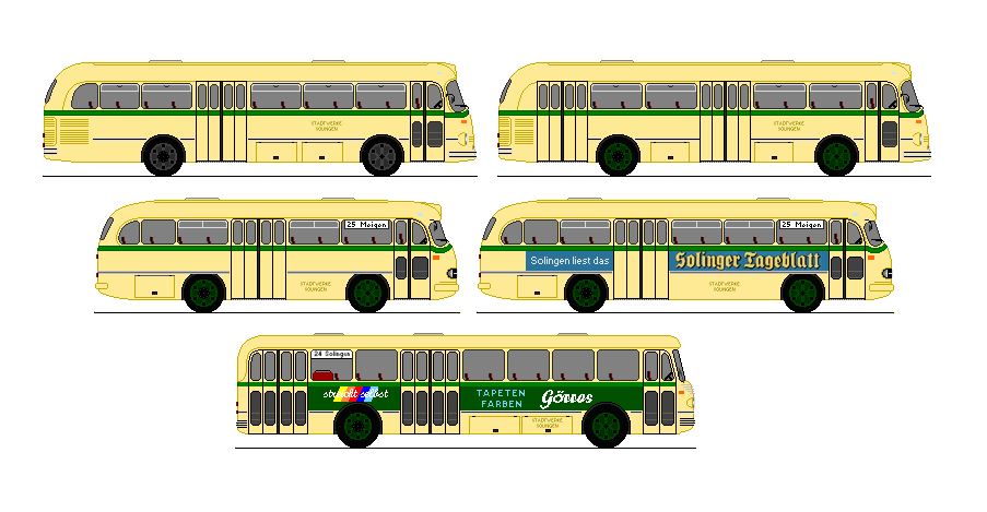 SWS Solingen - Mercedes-Benz O 6600 H + Mercedes-Benz O 320 + Mercedes-Benz O 321 H + Mercedes-Benz O 321 HL + Bssing Uerdingen 6500 TU