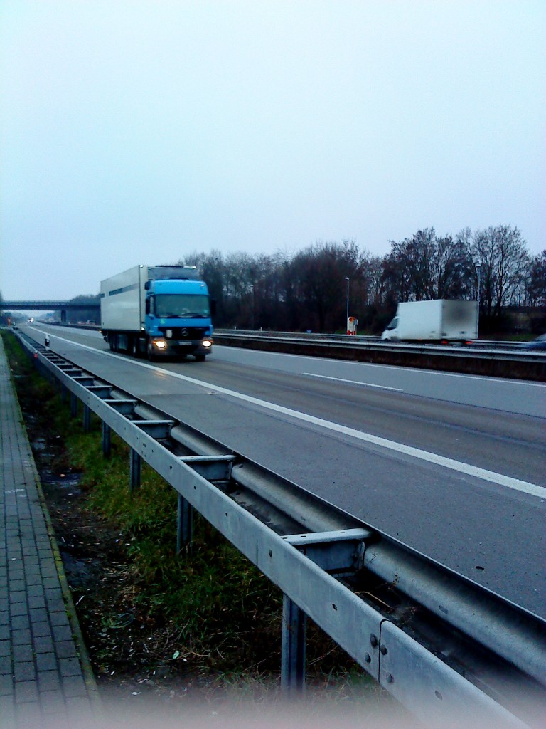 SZM Mercedes-Benz 1844 mit Khlkofferauflieger gesehen auf der A 61 Hhe Raststtte Dannstadt am 14.01.2014