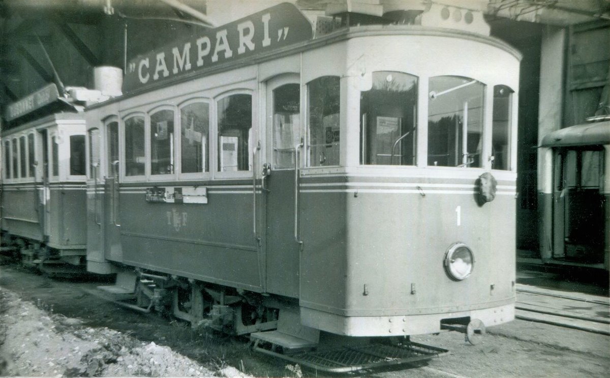 Tramways de Fribourg - beim Dépot Pérolles im Jahre 1963: Wagen 1. 
