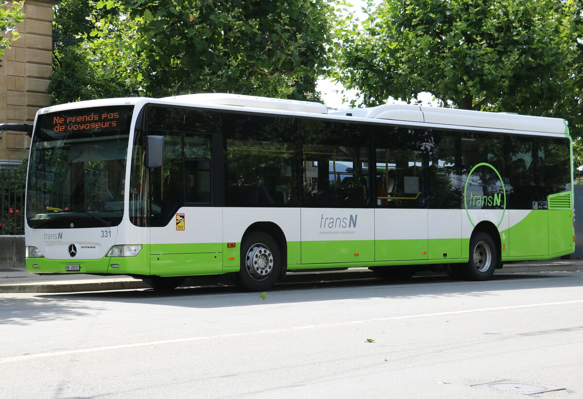 transN, La Chaux-de-Fonds - Nr. 331/NE 28'231 - Mercedes (ex TRN La Chaux-de-Fonds Nr. 331) am 6. August 2021 in Neuchtel (Aufnahme: Martin Beyer)