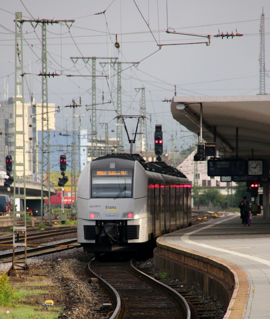 TransRegio 460 016-9 bei der Einfahrt in den Hbf Koblenz. 29.09.2012