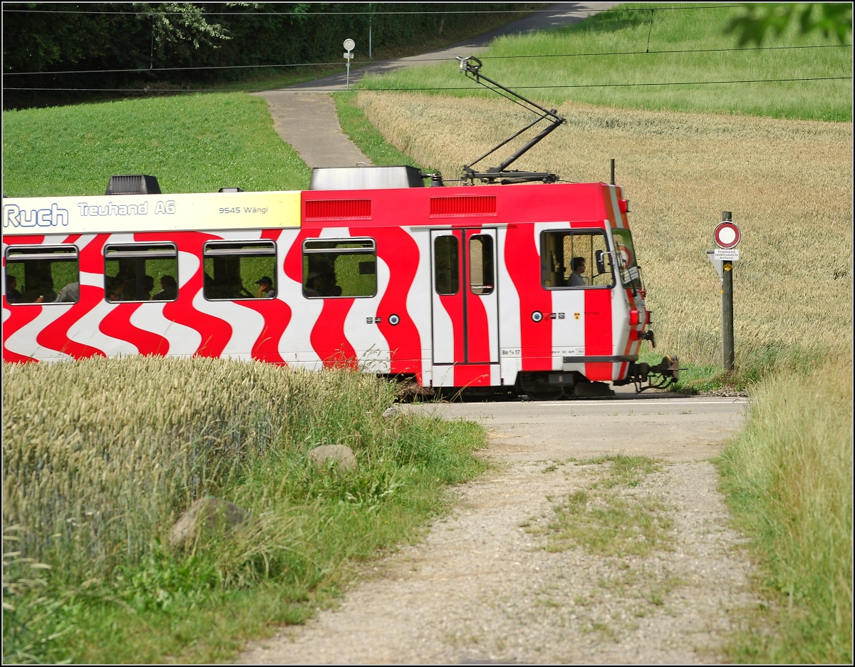 Triebwagen 17 der Frauenfeld-Wil-Bahn in Lüdem. Juni 2007.