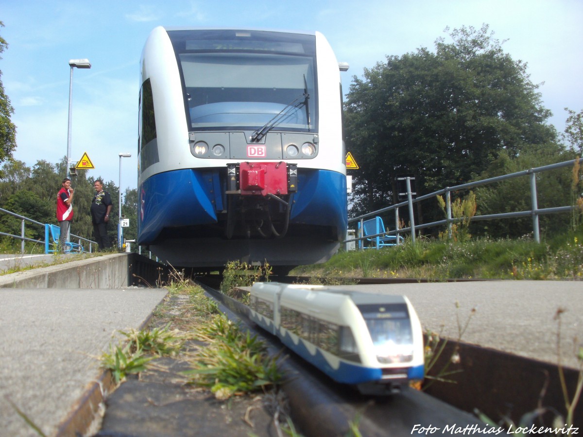 UBB GTW 2/6er in Gro und Klein im Bahnhof Zempin am 28.7.14