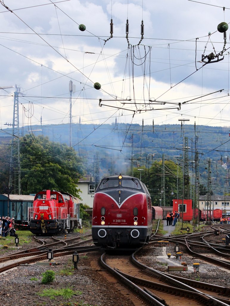 V 200 116 beim  abdieseln  während der Parade im DB Museum Koblenz-Lützel. 29.09.2012