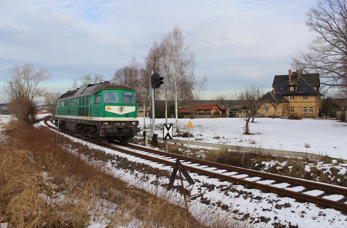 V 300 003 der SBW (232 684-1) zu sehen am 05.01.15 in P�llwitz.