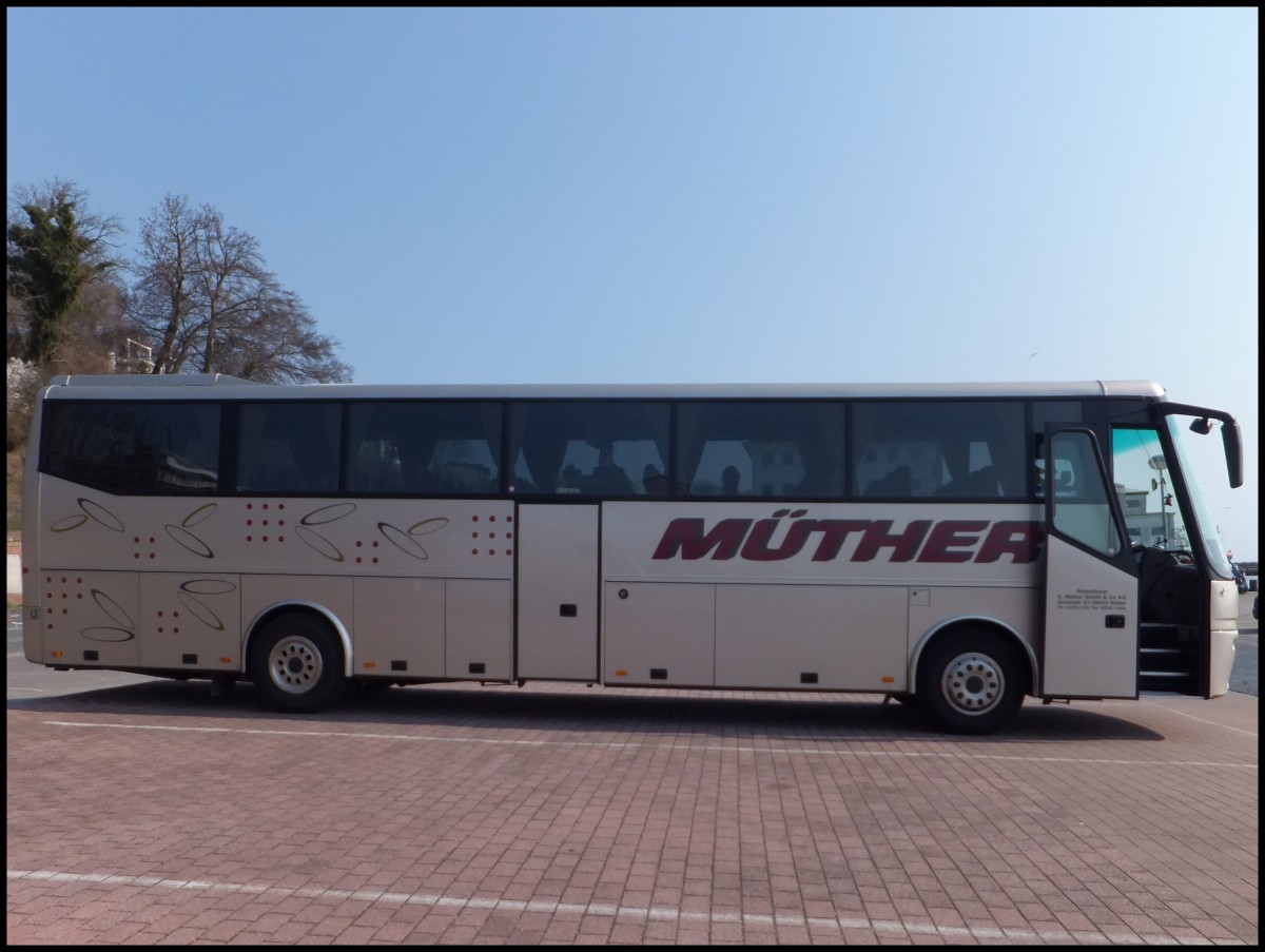 VDL Bova Futura von Mther aus Deutschland im Stadthafen Sassnitz.