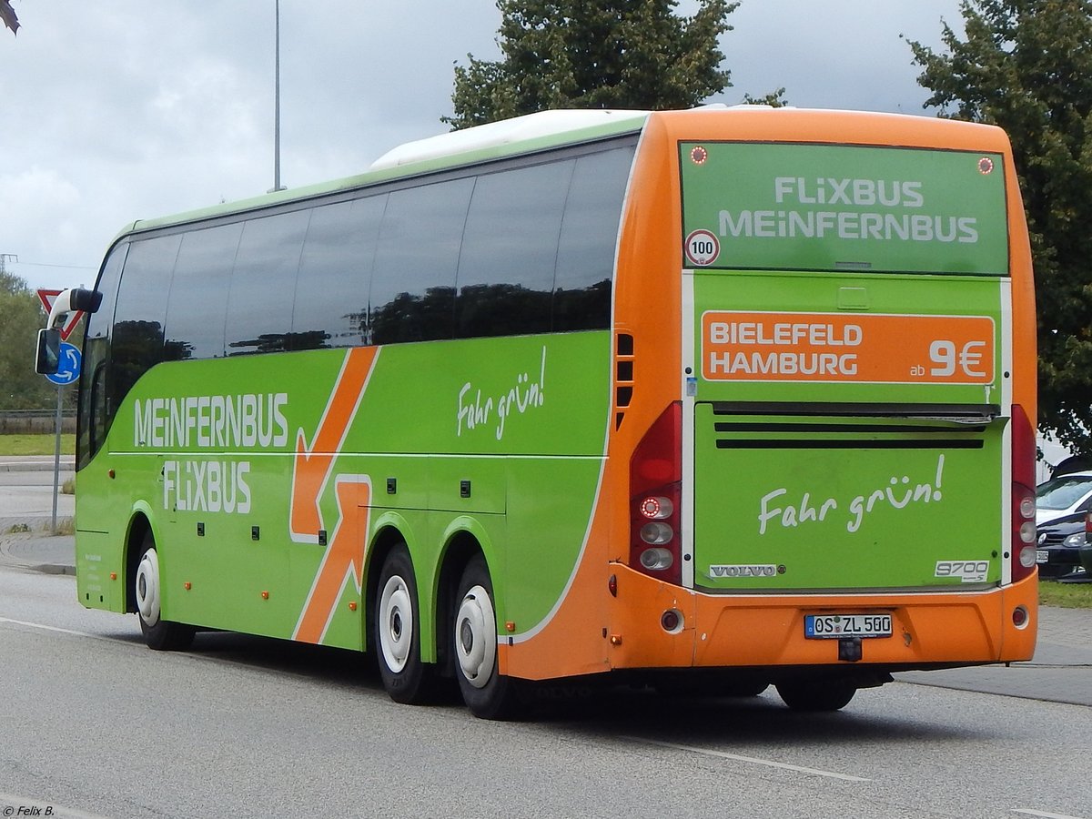 Volvo 9700 von Flixbus/Höner Touristik aus Deutschland in Rostock. 