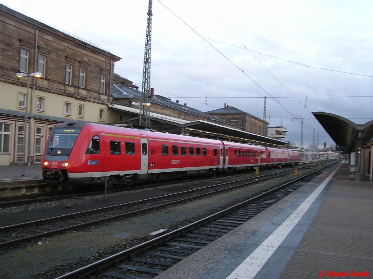 VT 612 von Nürnberg Hbf nach Dresden Hbf. Aufgemommen in Hof Hbf.