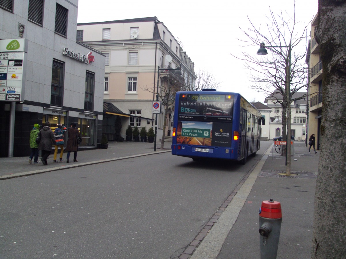 VZO-Mercedes Citaro NR.73 Baujahr 2005 in Uster,Poststrasse am 5.2.14.