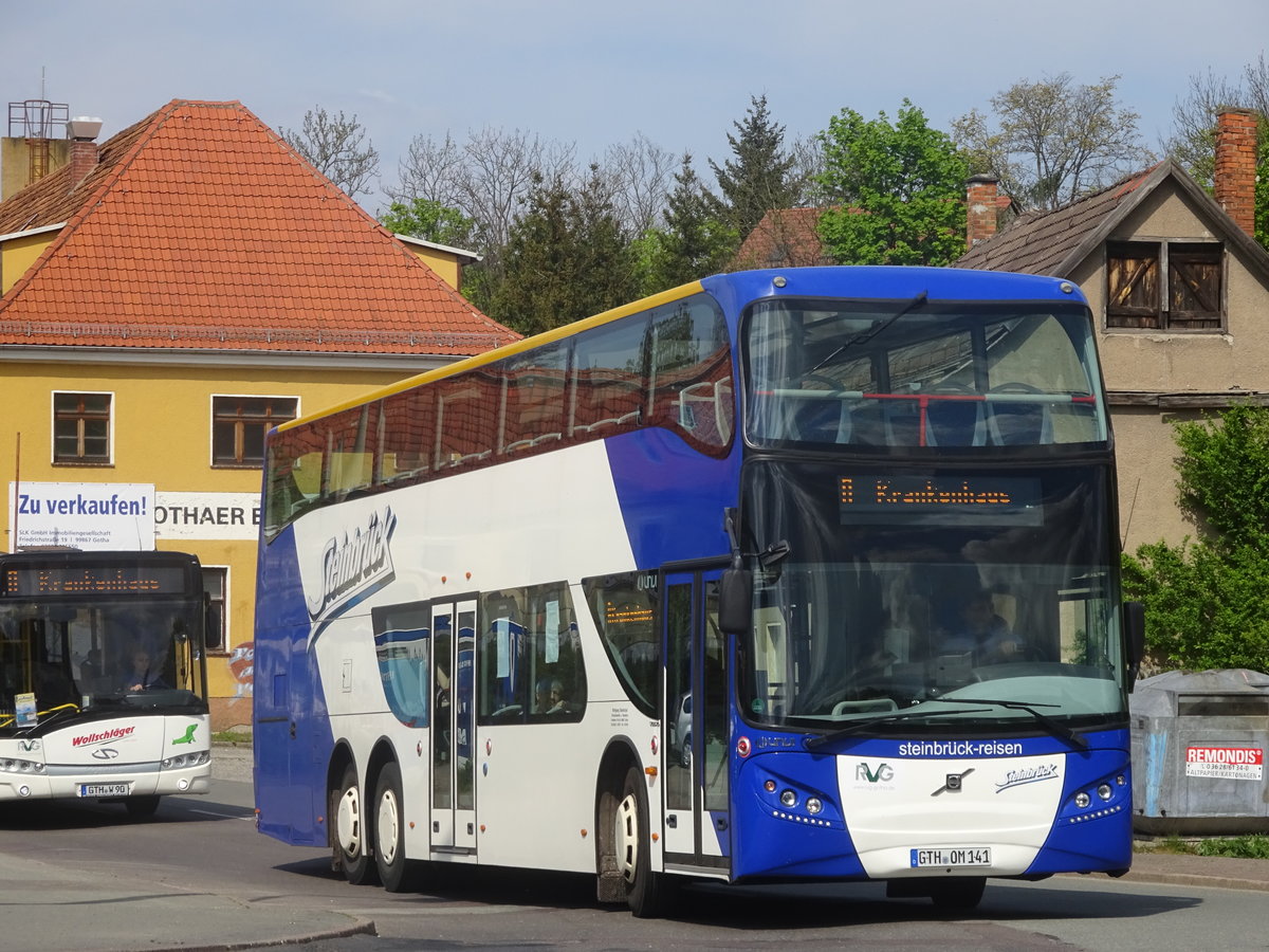 Wagen 141 von Steinbrück, ein Volvo Unvi Urbis 2.5 DD, bedient am 11.05.17 die Linie A.
