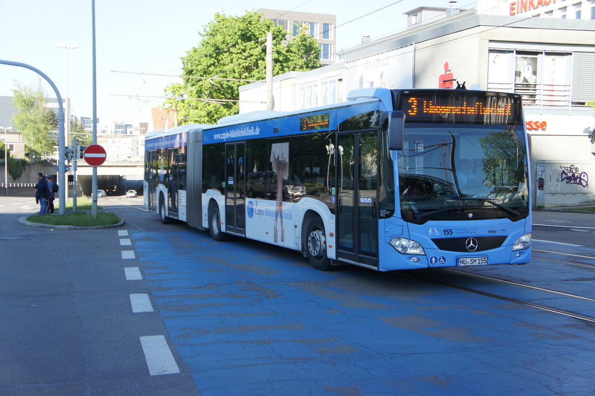 Wagen 155 (EvoBus Citaro 2 G) am Ehinger Tor am 10.5.2017.