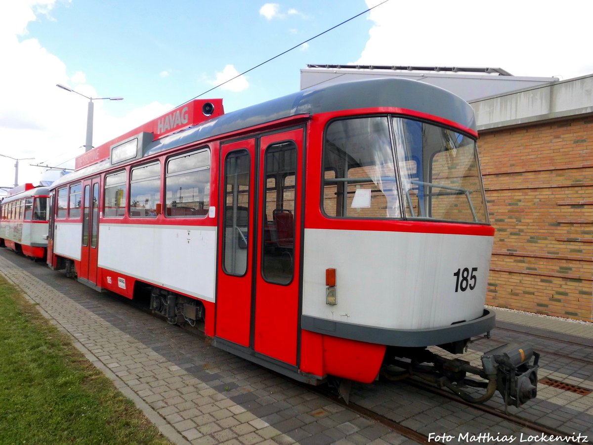 Wagen 185 der HAVAG ausgemustert und ist auf dem Betriebshof Freiimfelder Strae abgestellt am 18.6.16