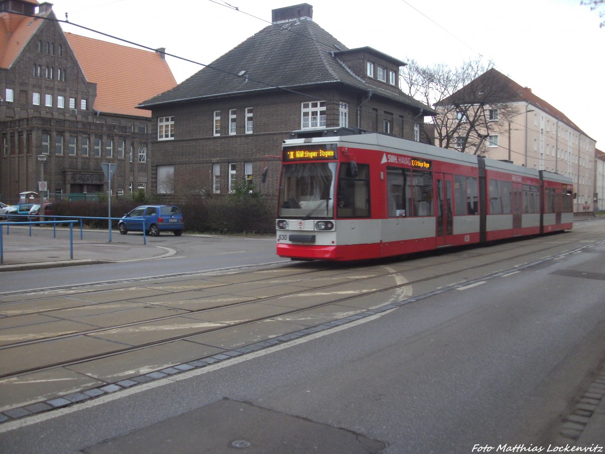 Wagen 630 der HAVAG als Linie 10 mit ziel Gttinger Bogen in Hhe Betriebshof am 15.2.14