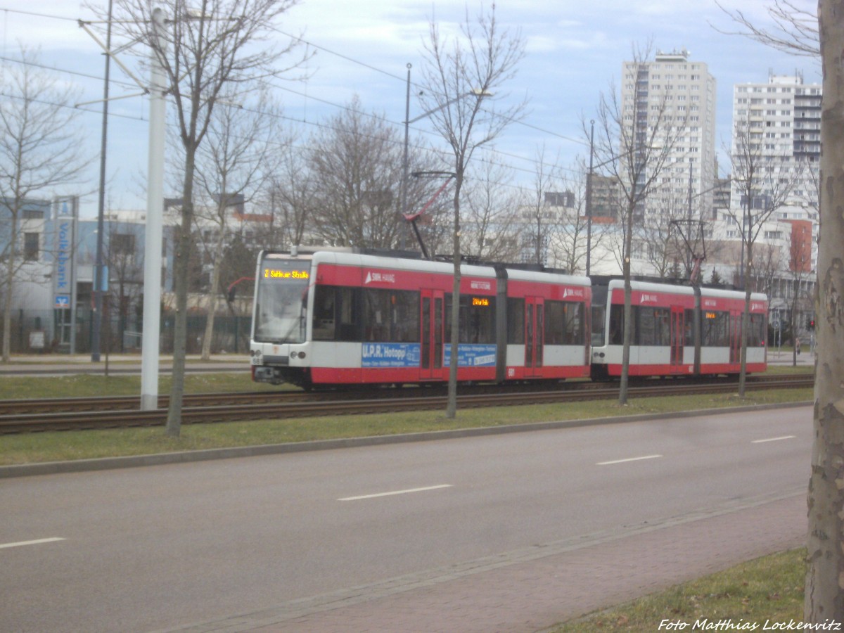 Wagen 681 der HAVAG als Linie 2 mit ziel Soltauer Strae in hhe Gttinger Bogen am 15.2.14