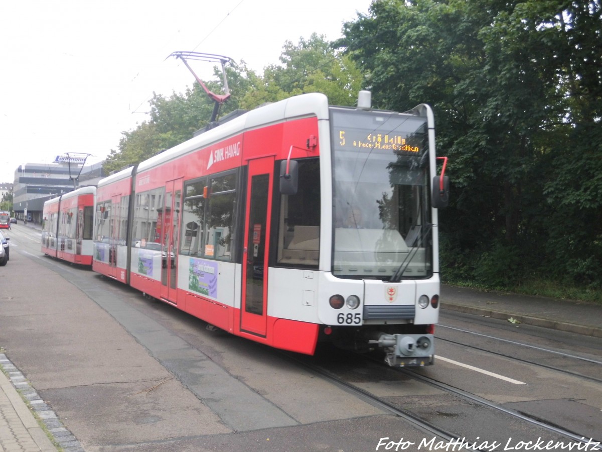 Wagen 685 und 68X der HAVAG unterwegs nach Krllwitz am 27.7.15