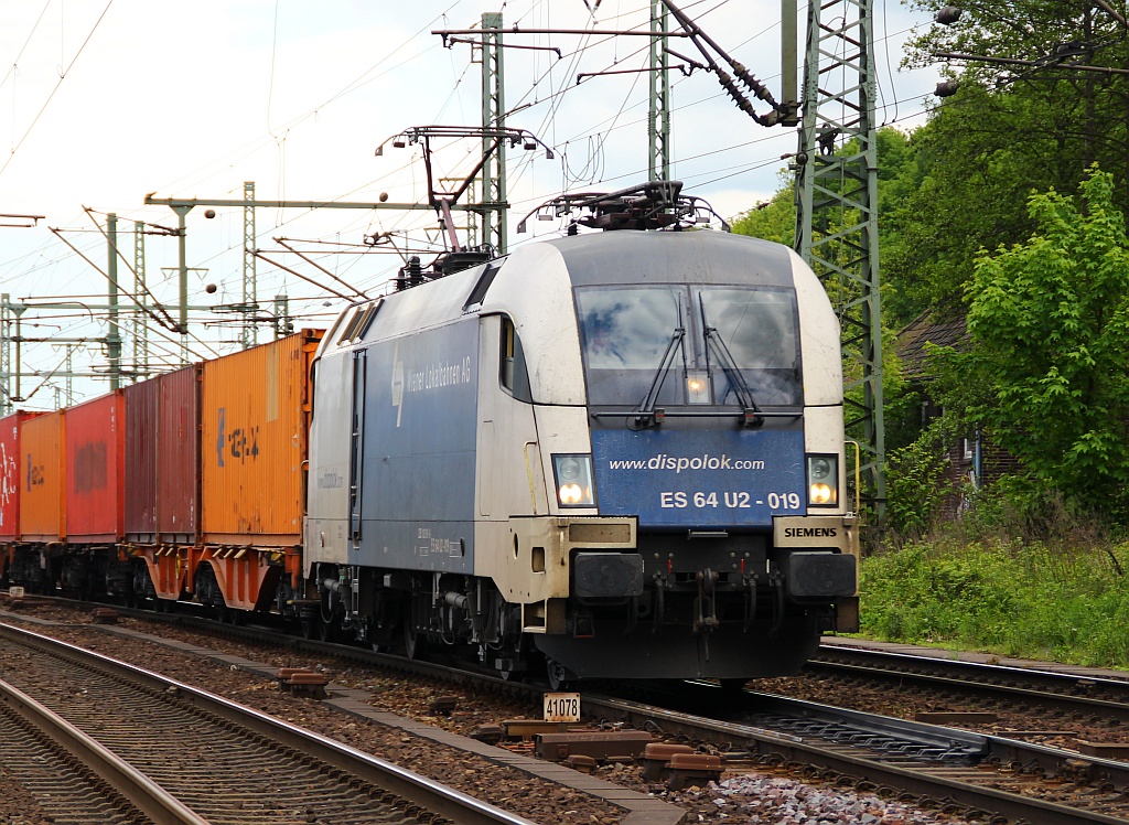 WLB 182 519-9 mit Containerzug in HH-Harburg. 17.05.12