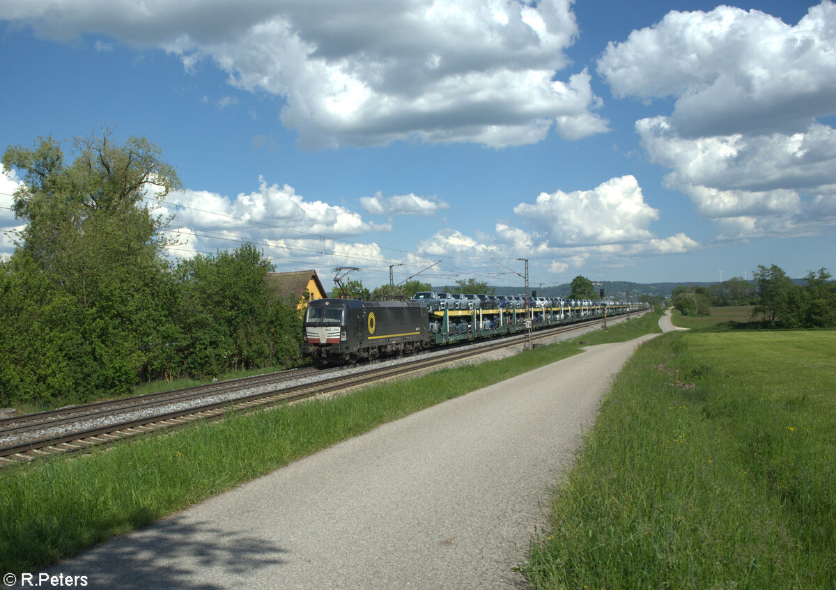 X4E 610 alias 193 610 mit einem Autotransportzug bei Pölling. 14.05.24