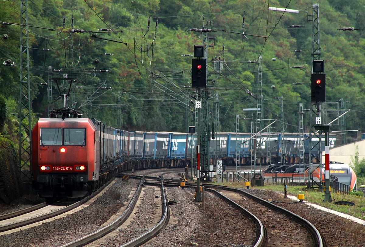 XRail 145 092-3/145-CL 014 mit T.T.S KLV festgehalten in Kaub am Rhein. 15.09.2013