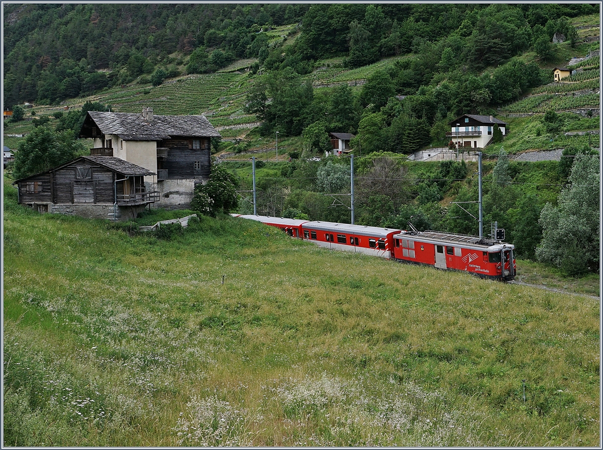 Zu meiner berraschung wurde der R 328 von Zermatt nach Fiesch, hier bei Milachru, vom Deh 4/4 22 gefhrt. 

14. Juni 2019