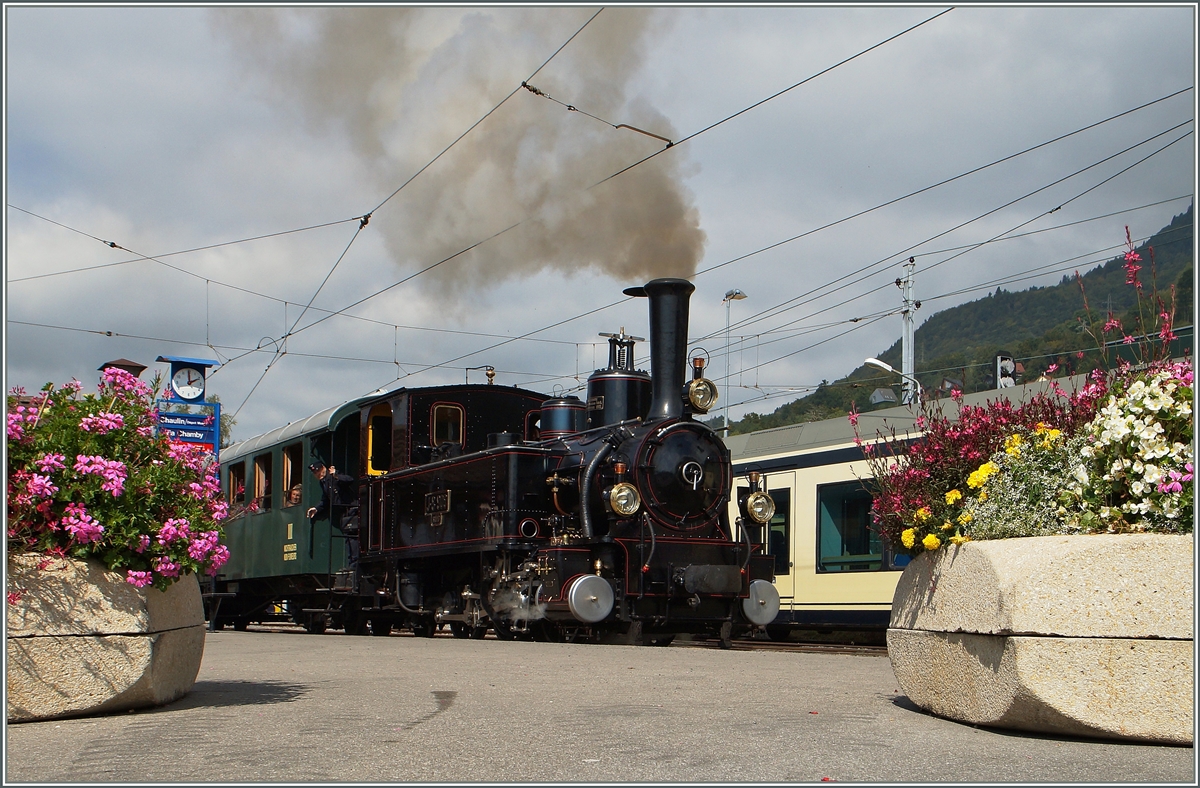 Zur Abfahrt bereit: Ein B-C Dampfzug in Blonay.
14. Sept. 2014