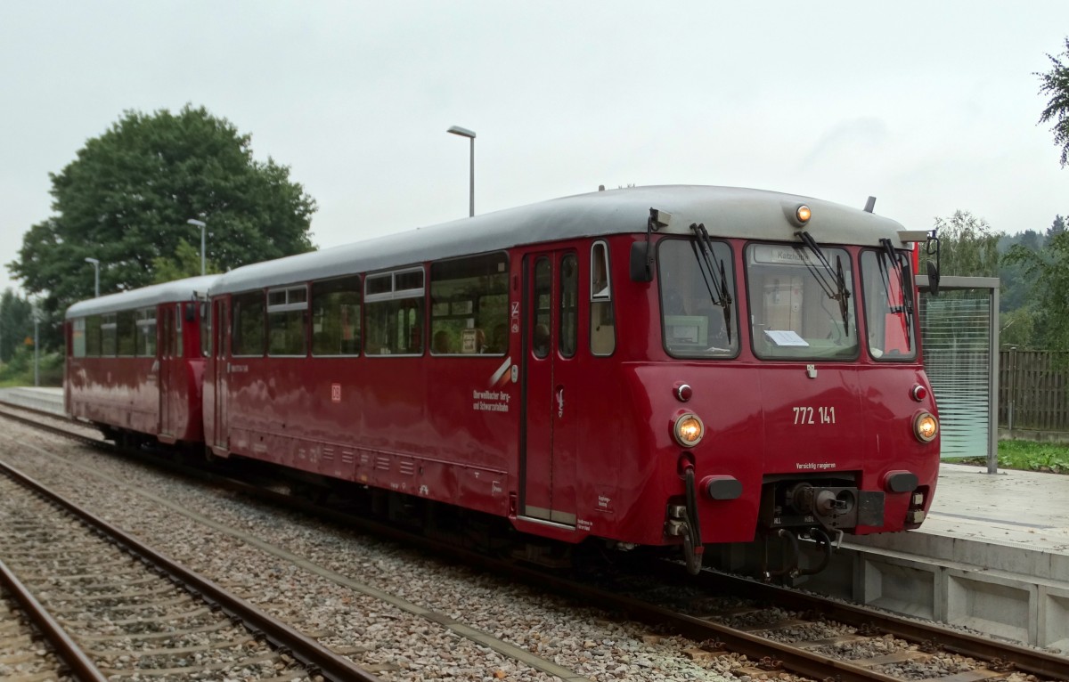 Zwei BR772 Schienenbusse stehen in Rottenbach zur Abfahrt nach Katzh�tte bereit. Aufgenommen im August 2015.Platz 2 (Bild des Monats) August.2015