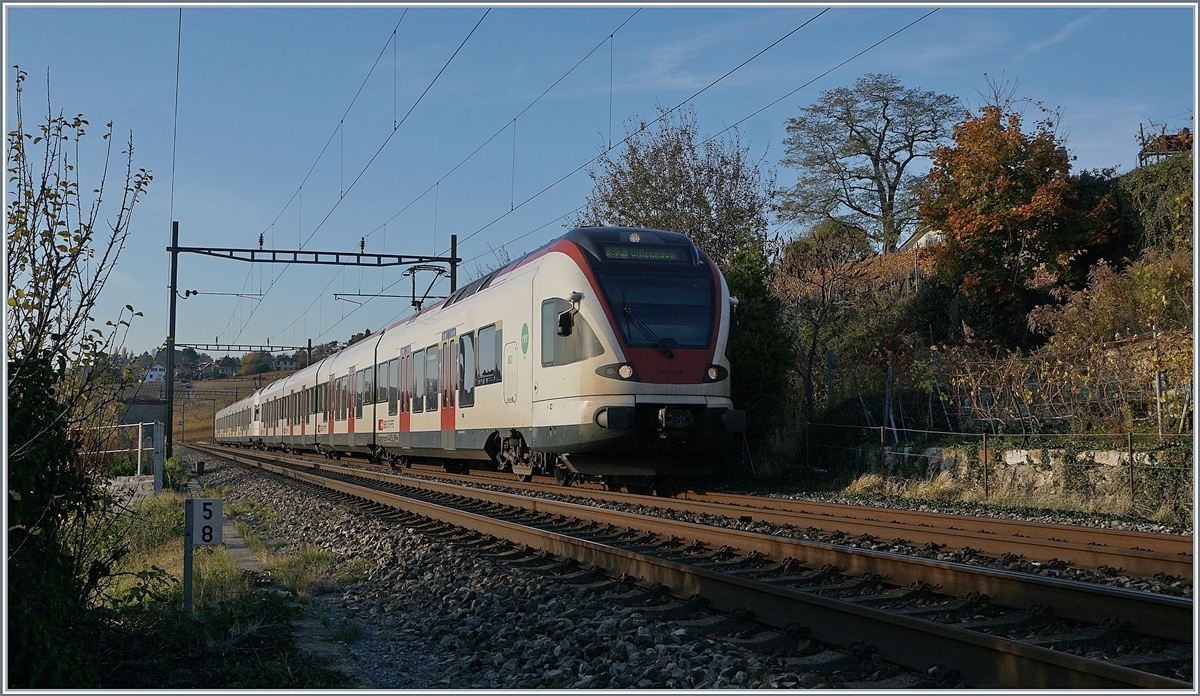 Zwei SBBB RABe 523 sind bei Lutry in Richtung Villeneuve unterwegs. 

3. Nov. 2017