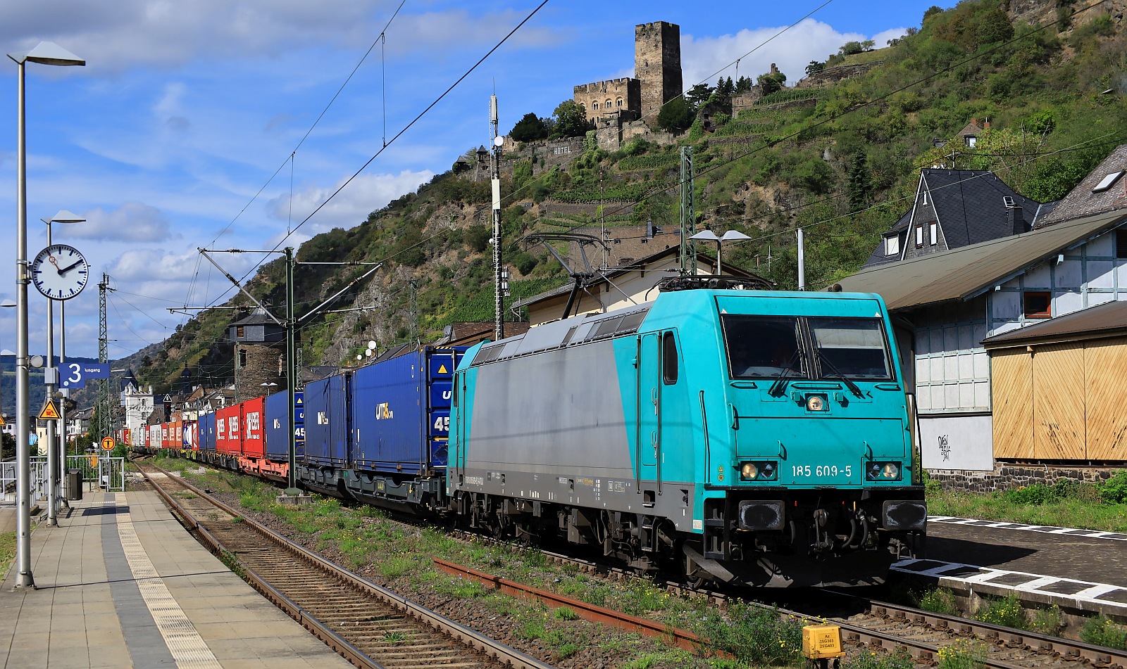 ATLU 185 609-5 REV/LD X/17.01.17 mit Containerzug Kaub am Rhein 14.09.2023