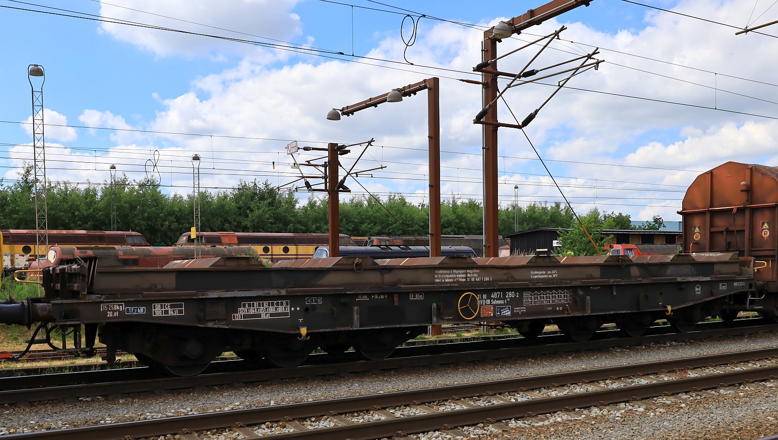 D-DB 31 80 4871 280-2 Gattung Sahmms-t710 sechsachsiger Wagen für schwere Transporte, Pattburg 25.06.2023