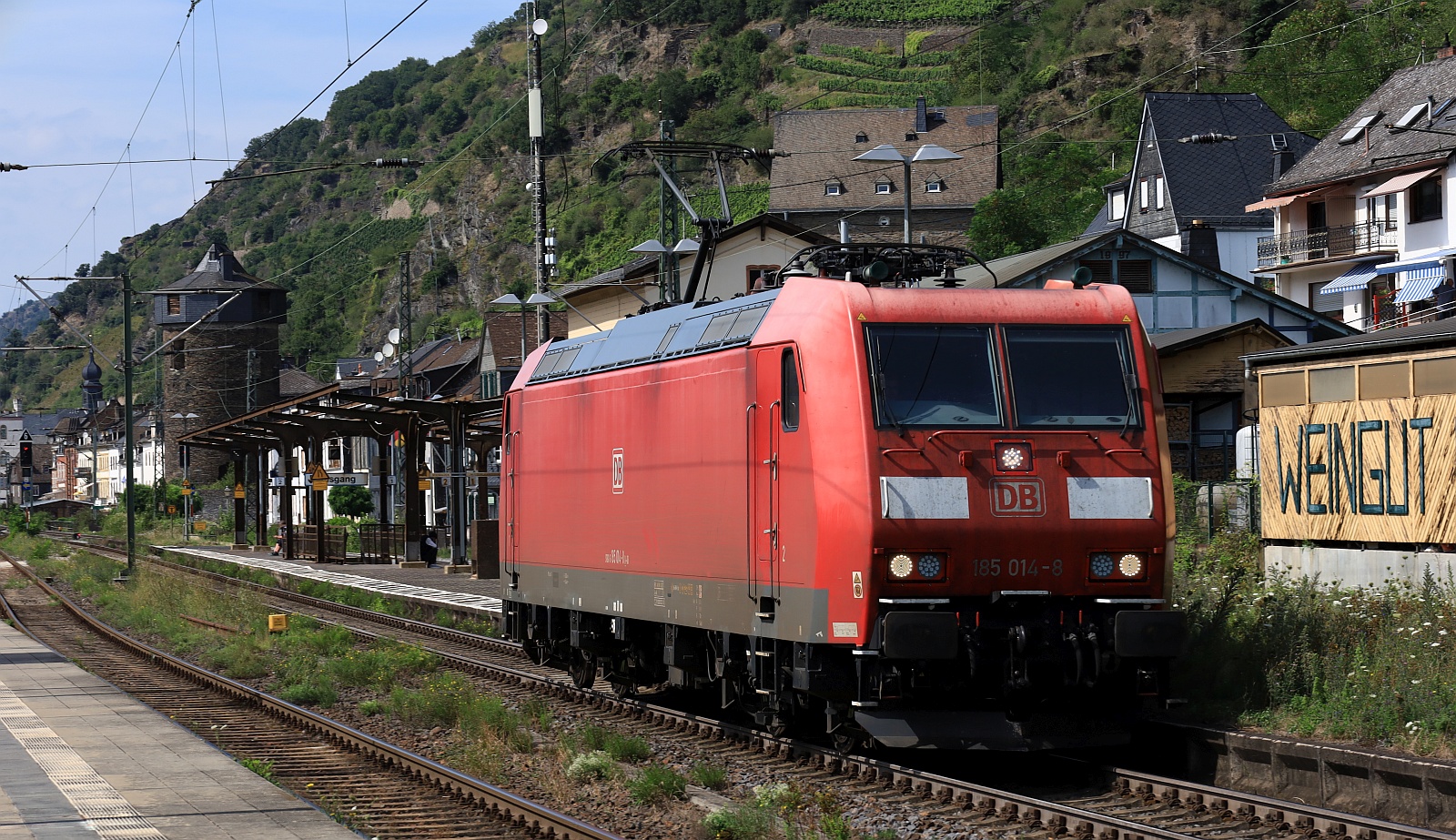 DB 185 014-8 (mit LED Lampen) REV/LMR 9/19.03.21 auf Solo Fahrt in Kaub. 06.08.2024