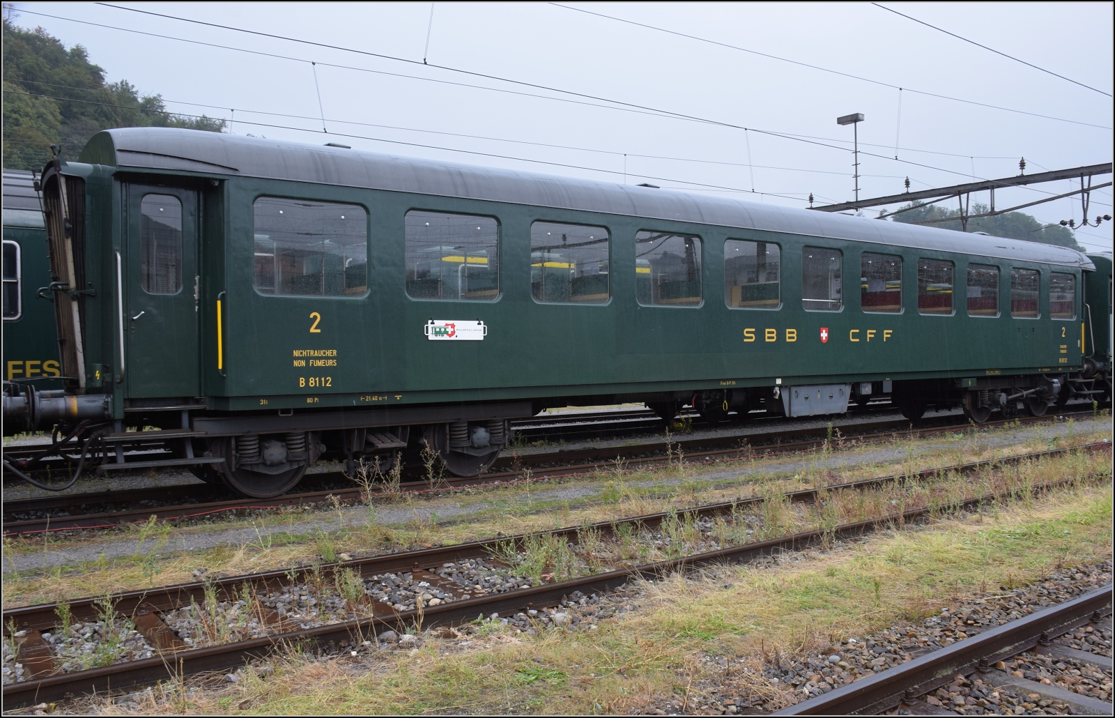 Depotfest Olten 2023.

Railvetica war mit 3 ihrer schweren Stahlwagen der SBB beim Depotfest vertreten. B 8112 wurde 1901 von der SIG in Neuhausen noch vor der Grndung der SBB gebaut. August 2023.