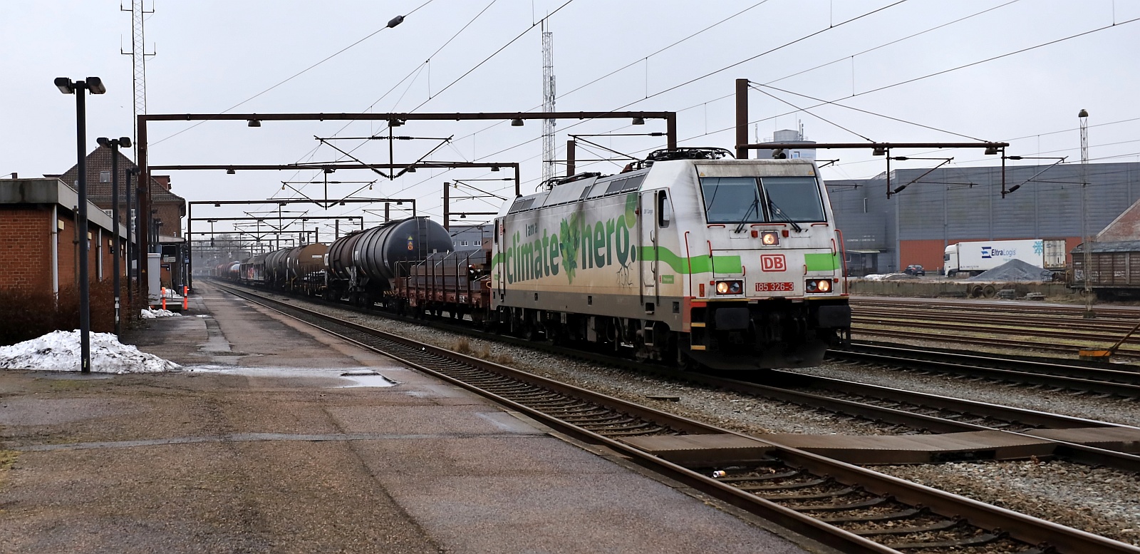 Der Climate Hero kam mit einem langen Güterzug nach Padborg/DK. 25.02.2026