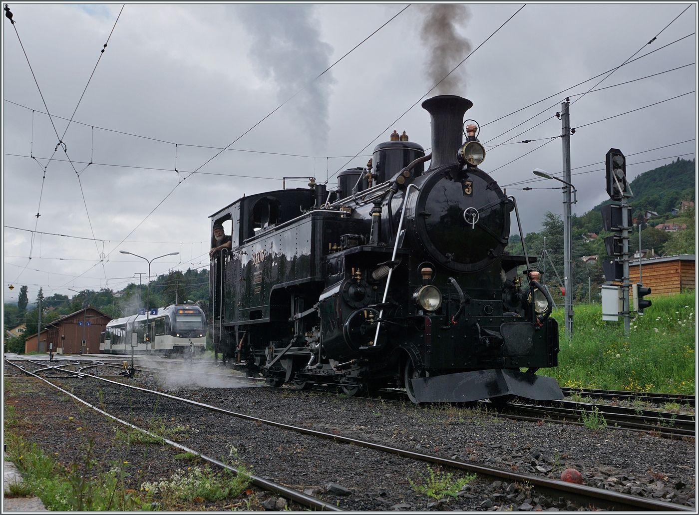 Die BFD HG 3/4 N° 3 der Blonay Chamby Bahn rangiert in Blonay. 

6. Juli 2024