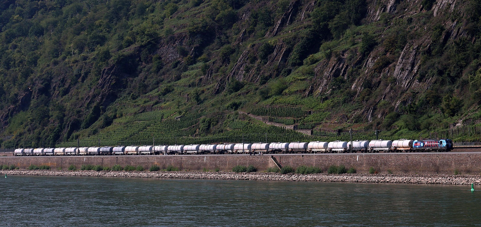 ELOC/DPB 193 438-9 mit ERMEWA Kesselzug Hirzenach Richtung Koblenz. Kestert 14.08.2025 ELOC/DPB 193 438-9 mit ERMEWA Kesselzug Hirzenach Richtung Koblenz. Kestert 14.08.2025