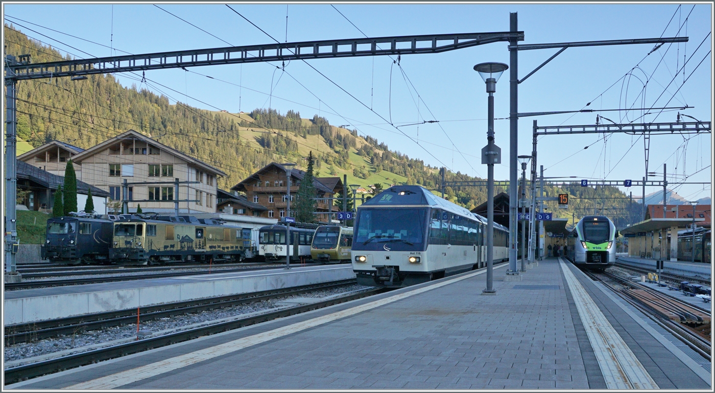 Viel MOB in Zweisimmen - Von Links nach Rechts: GDe 4/4 6002 und 6003, Be 4/4 1006, Be 4/4 (Lenkerpendel) und der Ast 116. 7. Okt. 2023