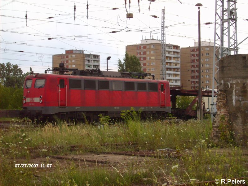 139 172-1 steht mit ein leeren Autozug in Eisenhttenstadt. 27.07.07