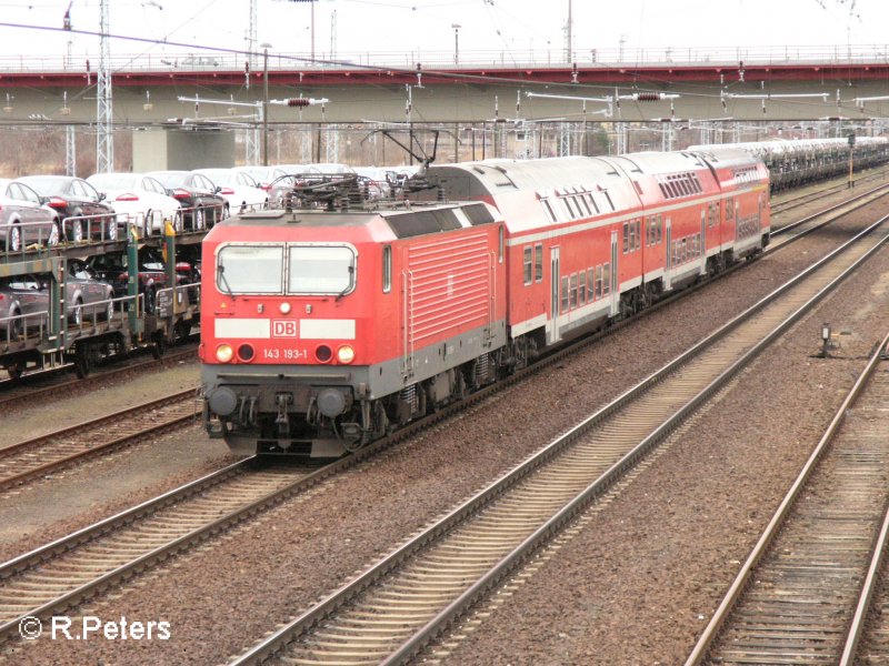 143 193-1 is auf dem Rckweg mir RB11 Cottbus in Eisenhttenstadt. 06.02.08