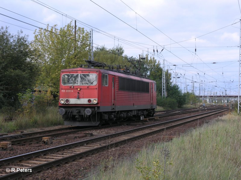 155 009 verlsst Eisenhttenstadt solo in Richtung Guben. 30.09.07