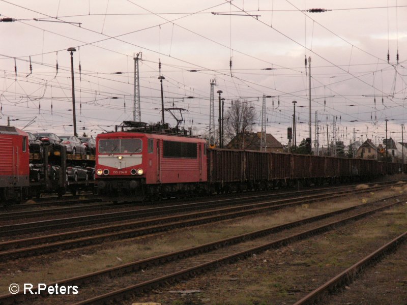 155 214-0 durchfhrt Eisenhttenstatd mit ein Kohlezug. 06.02.08