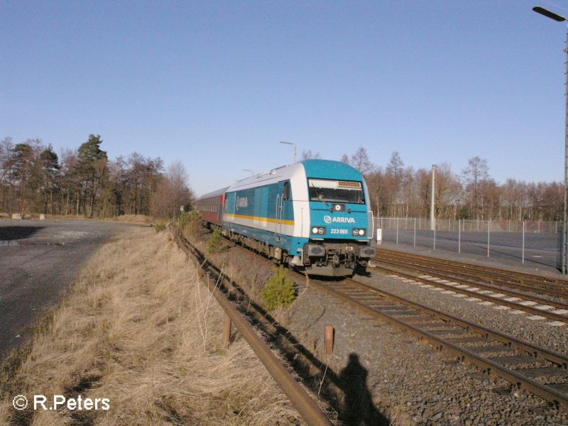 223 065 fhrt mit ein Alex nach Mnchen in Wiesau/Oberpfalz ein. 25.01.08