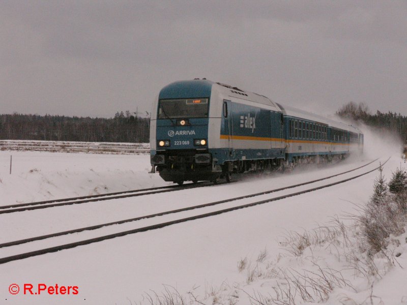 223 069 zieht bei Oberteich ein Alex nach Hof. 25.11.07