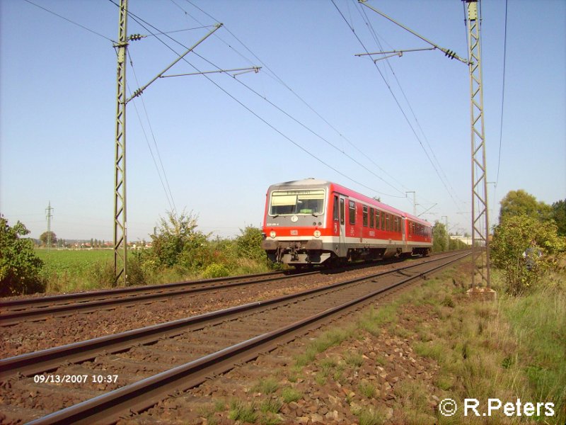 628 419-4 mit RB Eggmhl kurz vor Obertraubling. 13.09.07