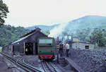 Die Original-Lokomotiven von 1895/96 (SLM Winterthur) für die Snowdon Mountain Railway / Rheilffordd yr Wyddfa: Lok 5  Moel Siabod  vor der Bekohlungsanlage, 21.Juli 1974 