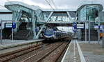 Am 02.01.2018 verlässt ein vierteiliger Flirt 3 der NS Arnhem Centraal als Sprinter (Regionalzug) in Richtung Ede-Wageningen.