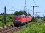 Nachschuss auf den Lokzug mit einer 152 und 2 140 ern am 10.7 in AHlten.