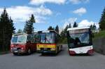 (286'906) - Dysli, Bern - Nr. 18/BE 17'120 - FBW/FHS (ex P 23'211; ex P 21'011) + Ruklic, Schaffhausen - SH 31'376 - NAW/Hess (ex AVG Meiringen Nr. 68/PID 964; ex P 24'454) + AAGS Schwyz - Nr. 6/SZ 5006 - eSolaris am 9. Mai 2026 in Ibergeregg, Passh�he
