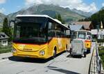 (237'969) - PostAuto Bern - BE 476'689 - Iveco + Schmid, Thrishaus - Nr. 9/BE 26'105 - Saurer/R&J (ex Geiger, Adelboden Nr. 9) am 10. Juli 2022 in Hospental, Reussbrcke