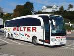 Mercedes Travego von Welter aus Deutschland im Stadthafen Sassnitz.