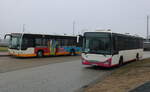 Mercedes Citaro und Iveco Crossway standen am 21.02.2025 in Hhe Rostock/Hauptbahnhof Sd.